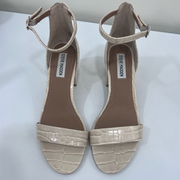 Steve Madden Irenee Open Toe Heeled Sandals, Croc Bone/Cream Block Heel, 8.5 - Picture 5 of 9
